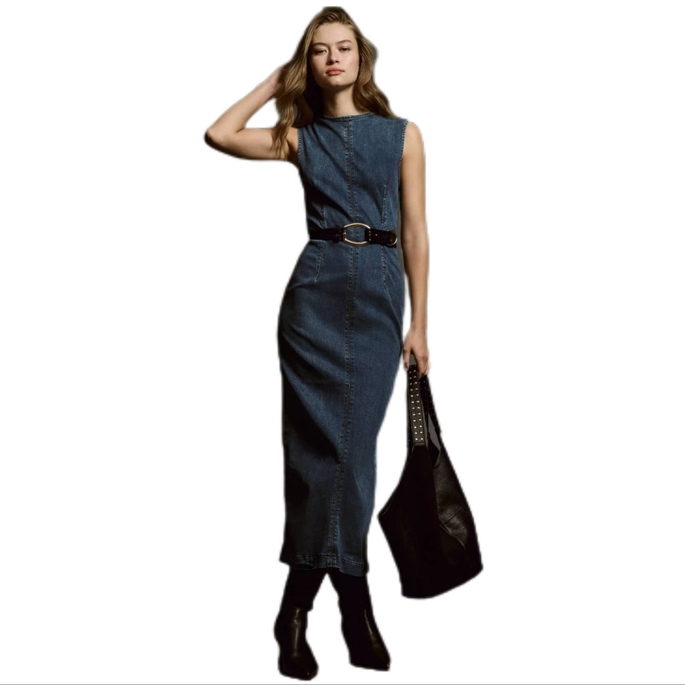 Anthropologie X Reformation Kendi Denim Midi-Dress